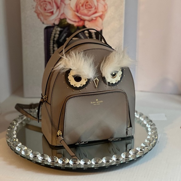 Kate Spade Gray Owl Mini Backpack like new condition - Picture 10 of 16